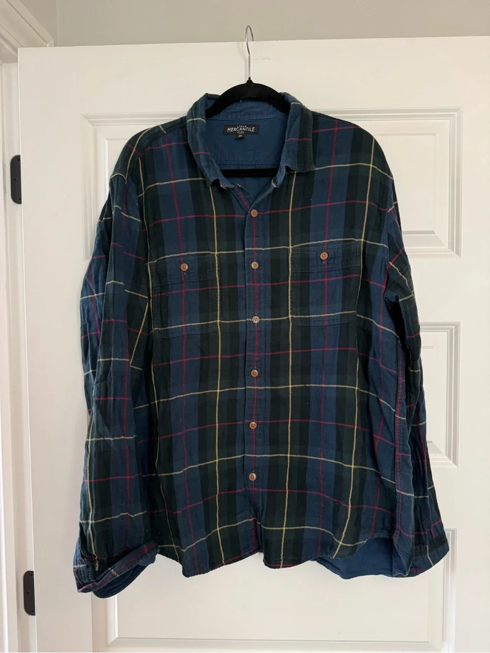 J.Crew Brushed Flannel/Cotton Button Front Plaid Shirt